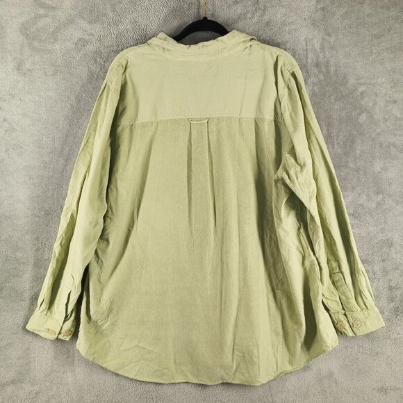 FASHION BUG Embroidered Fall Corduroy Button Up Shirt 22/24W 100% Cotton Green - Picture 9 of 13
